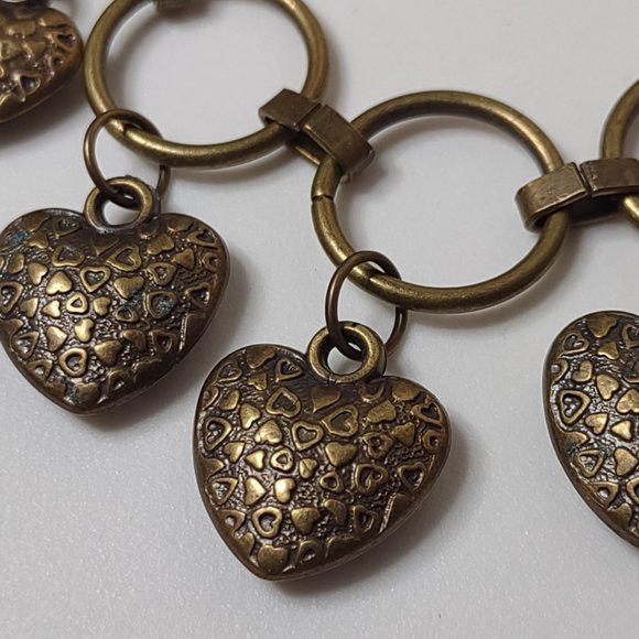 Dark Gold Tone Dangling Hearts Necklace Adjustable 17.5 To 19 Inches Long - Picture 3 of 10